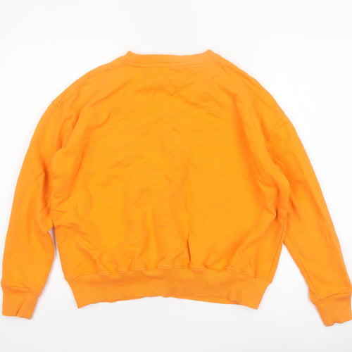 Tommy Jeans Women's Orange Cotton Pullover Sweatshirt S