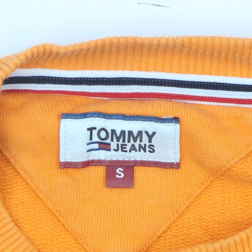 Tommy Jeans Women's Orange Cotton Pullover Sweatshirt S