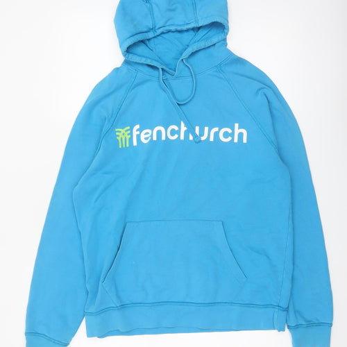 Fenchurch Men’s Blue Pullover Hoodie L Logo Cotton Sweatshirt