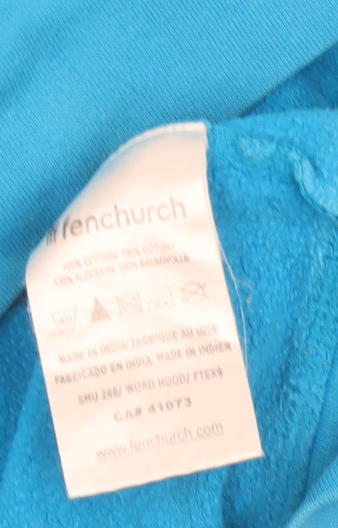 Fenchurch Men’s Blue Pullover Hoodie L Logo Cotton Sweatshirt
