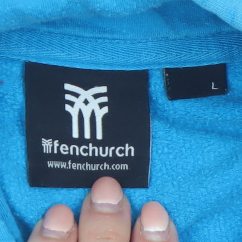 Fenchurch Men’s Blue Pullover Hoodie L Logo Cotton Sweatshirt