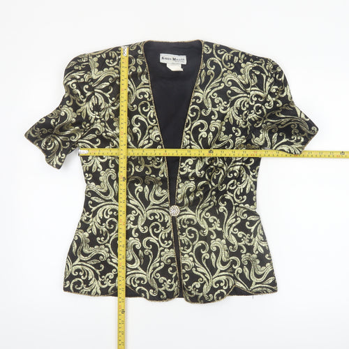 Karen Miller Women’s Black Gold Brocade Short Sleeve Tuxedo Blazer Size 8
