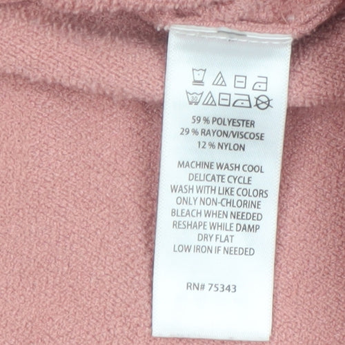 Nicole Miller Women's Pink Heart Knit Crew Neck Jumper XS