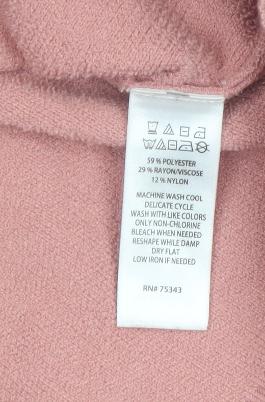 Nicole Miller Women's Pink Heart Knit Crew Neck Jumper XS