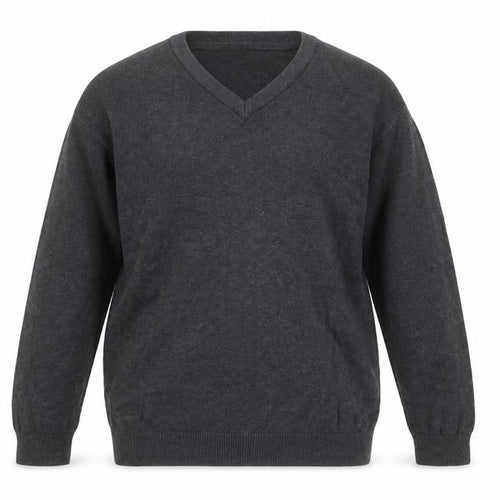 Marks and Spencer Boys Grey 11-12 Years V-Neck Cotton Jumper