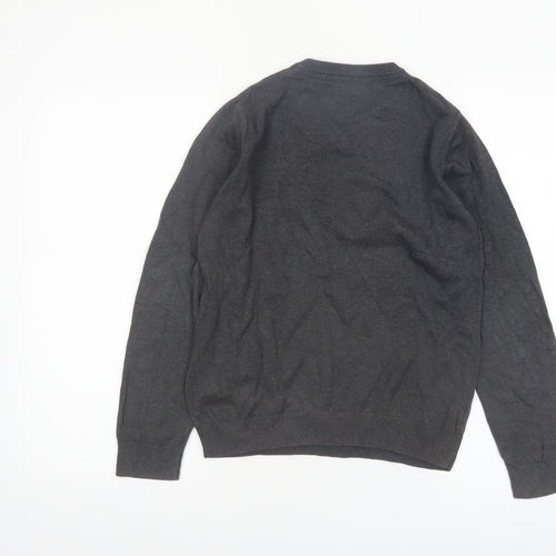 Marks and Spencer Boys Grey 11-12 Years V-Neck Cotton Jumper