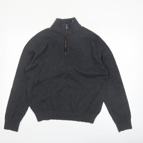 Christian Lacroix Men's Grey Cotton 1/2 Zip Jumper L
