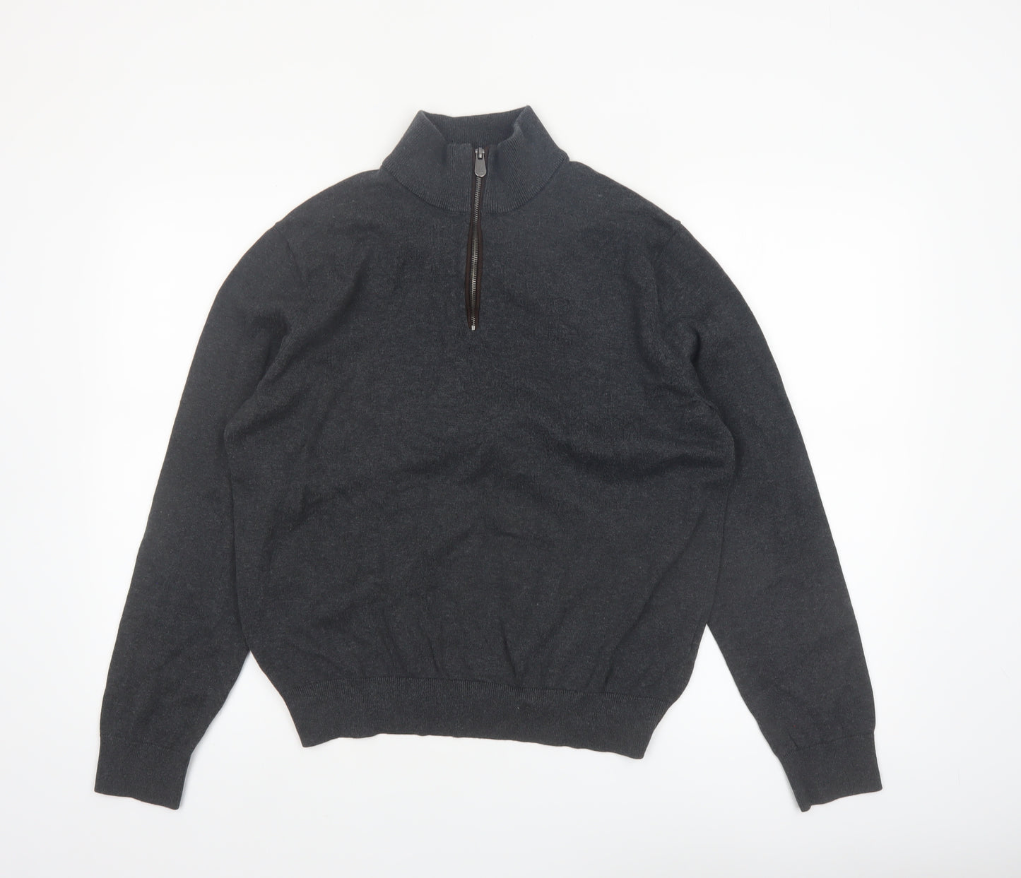Christian Lacroix Men's Grey Cotton 1/2 Zip Jumper L