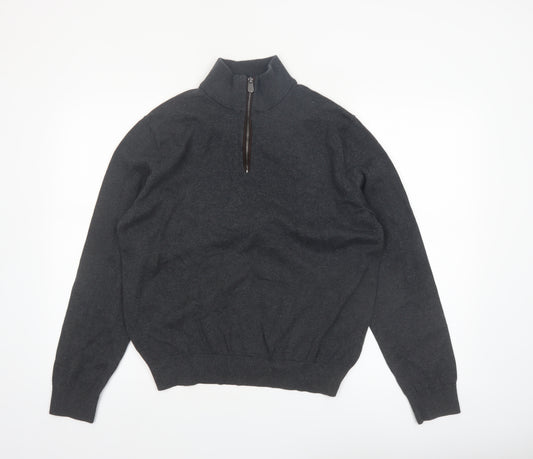 Christian Lacroix Men's Grey Cotton 1/2 Zip Jumper L