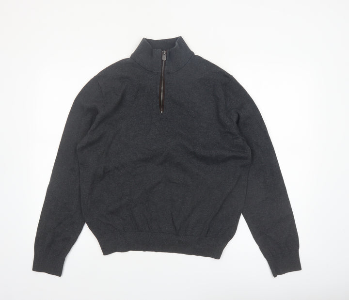 Christian Lacroix Men's Grey Cotton 1/2 Zip Jumper L