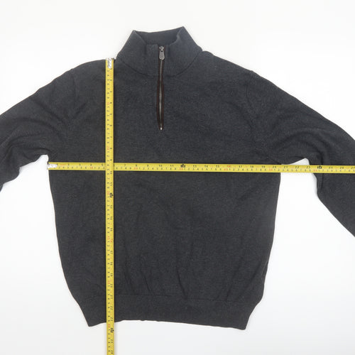 Christian Lacroix Men's Grey Cotton 1/2 Zip Jumper L
