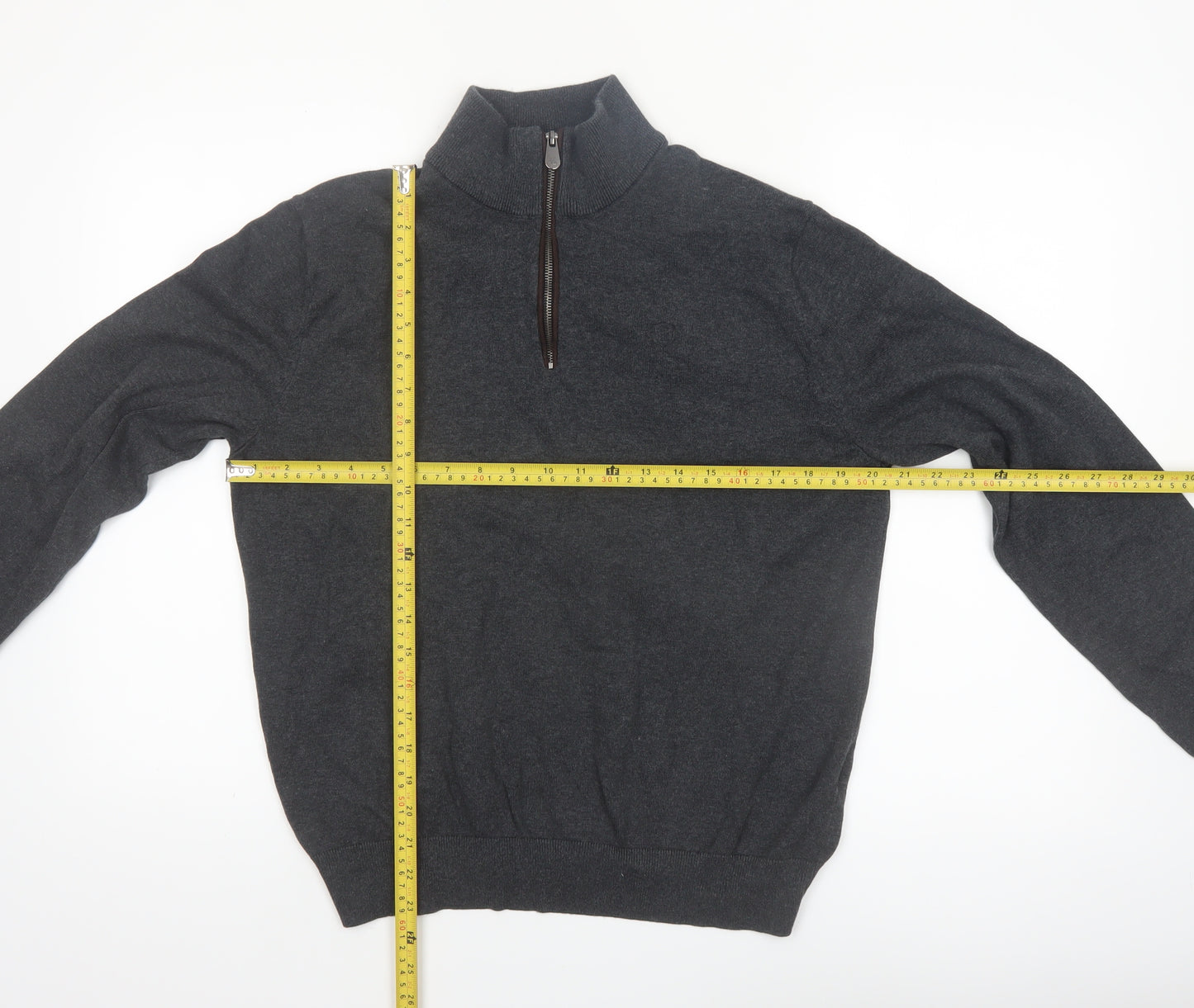 Christian Lacroix Men's Grey Cotton 1/2 Zip Jumper L