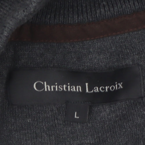 Christian Lacroix Men's Grey Cotton 1/2 Zip Jumper L
