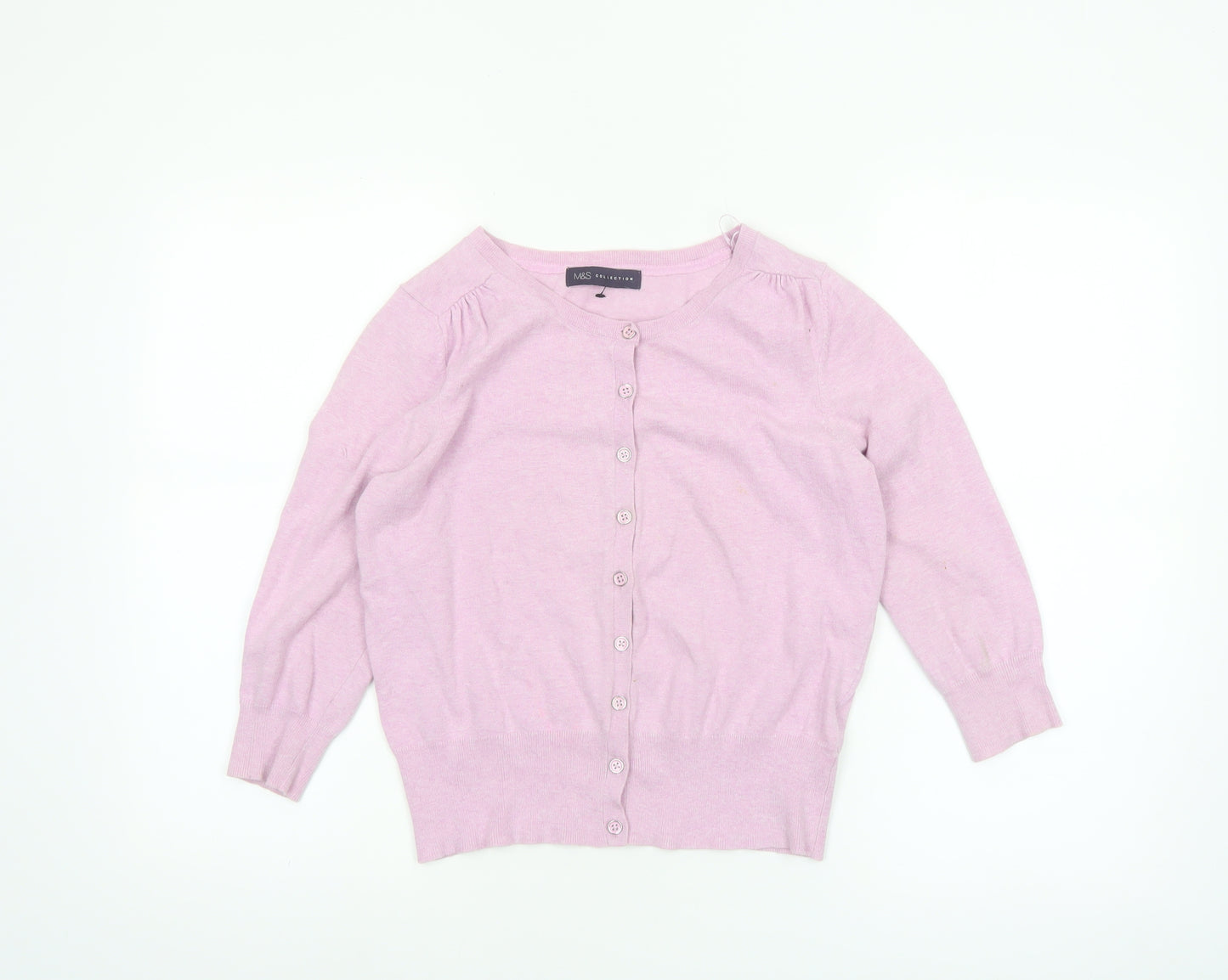 Marks and Spencer Womens Pink 3/4 Sleeve Knit Cardigan Size 8