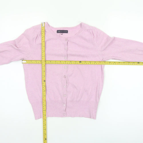 Marks and Spencer Womens Pink 3/4 Sleeve Knit Cardigan Size 8