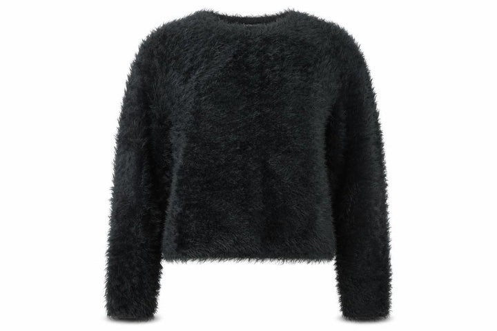 Mango Women’s Black Faux Fur Long Sleeve Pullover Jumper Size 12