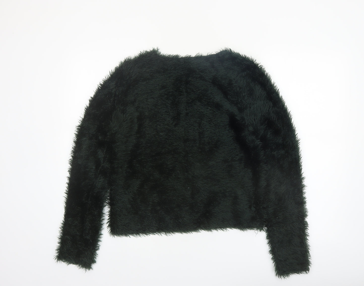 Mango Women’s Black Faux Fur Long Sleeve Pullover Jumper Size 12