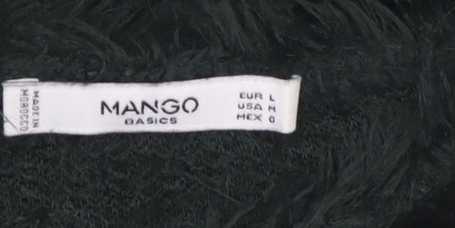 Mango Women’s Black Faux Fur Long Sleeve Pullover Jumper Size 12