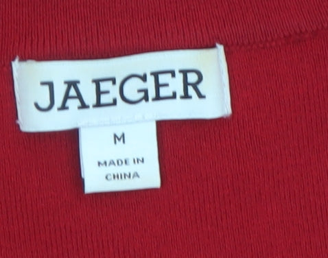 Jaeger Womens Red Knit Short Sleeve Crew Neck Top Size M