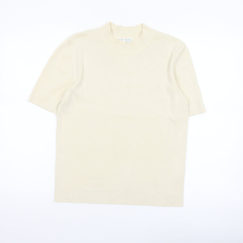Primark Women Ivory Mock Neck Short Sleeve Pullover Jumper M