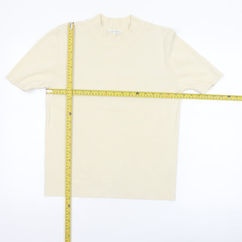 Primark Women Ivory Mock Neck Short Sleeve Pullover Jumper M