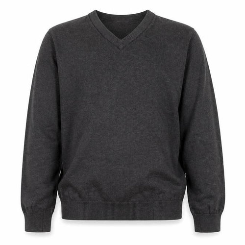 Marks and Spencer Boys Charcoal V-Neck Cotton Jumper 11-12 Years