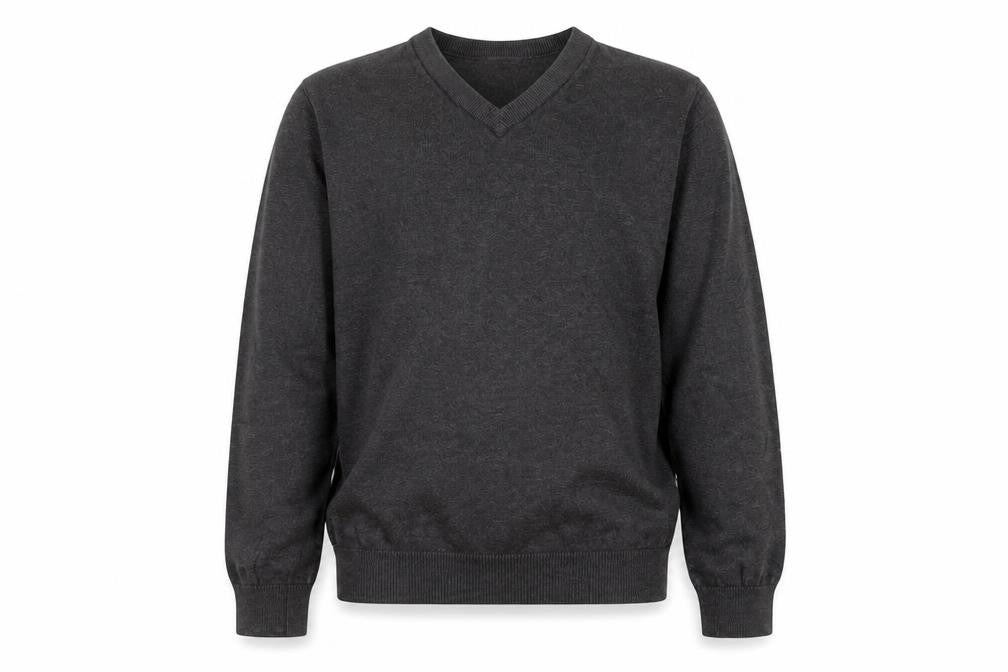 Marks and Spencer Boys Charcoal V-Neck Cotton Jumper 11-12 Years
