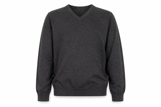 Marks and Spencer Boys Charcoal V-Neck Cotton Jumper 11-12 Years