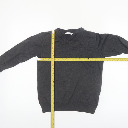 Marks and Spencer Boys Charcoal V-Neck Cotton Jumper 11-12 Years