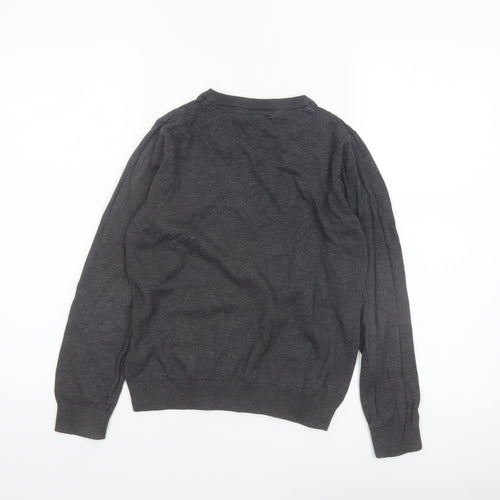 Marks and Spencer Boys Charcoal V-Neck Cotton Jumper 11-12 Years