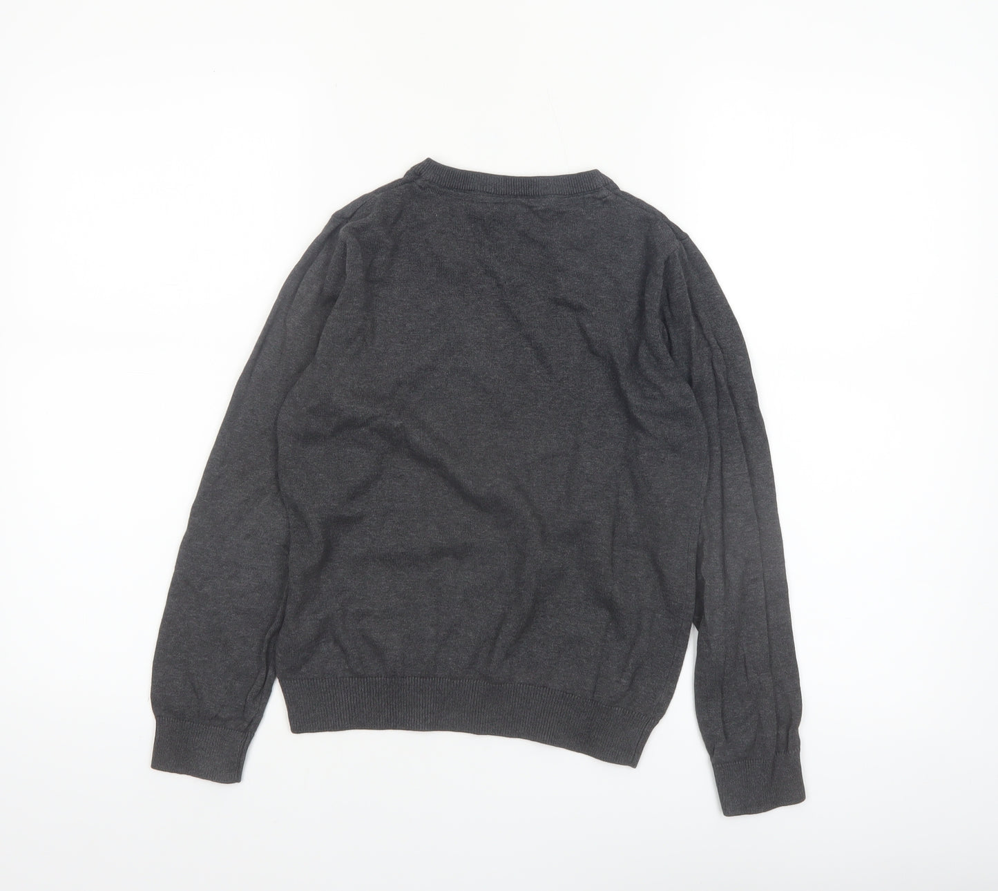 Marks and Spencer Boys Charcoal V-Neck Cotton Jumper 11-12 Years
