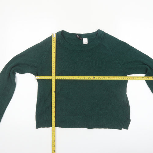 H&M Divided Women Green Acrylic Crew Neck Knit Jumper Size S