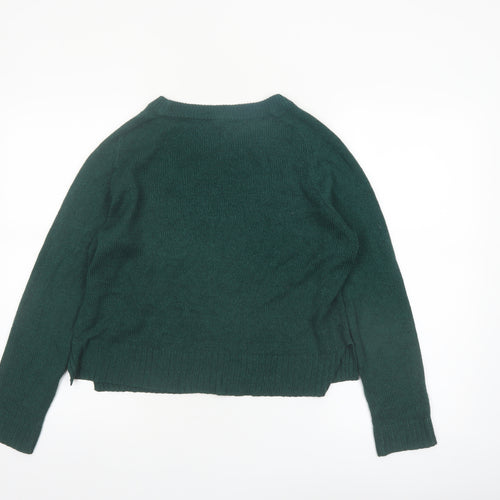 H&M Divided Women Green Acrylic Crew Neck Knit Jumper Size S