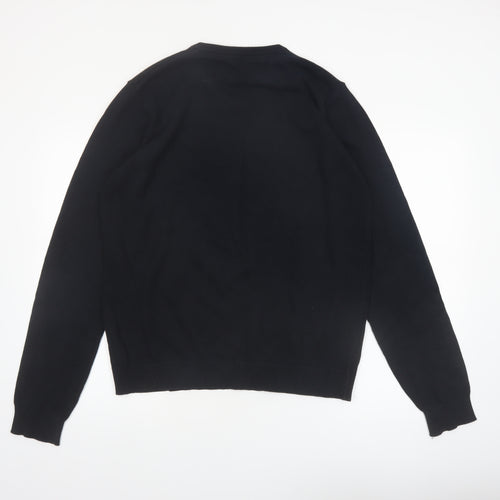 Marks and Spencer Boys Black V-Neck Cotton Jumper 17-18 Years Classic Fit