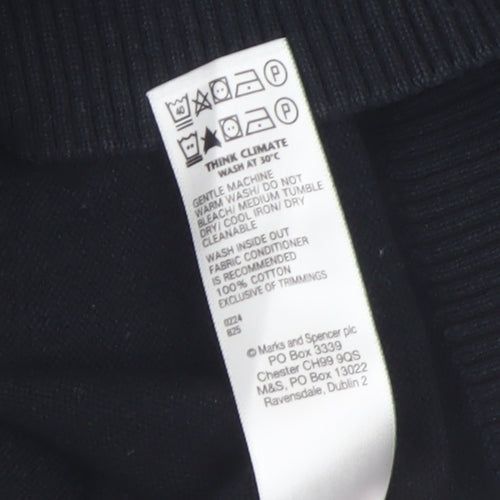 Marks and Spencer Boys Black V-Neck Cotton Jumper 17-18 Years Classic Fit