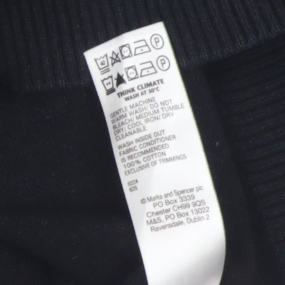 Marks and Spencer Boys Black V-Neck Cotton Jumper 17-18 Years Classic Fit