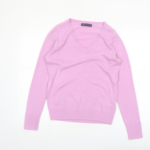 Marks and Spencer Womens Purple V-Neck Acrylic Jumper Size 8
