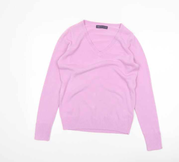 Marks and Spencer Womens Purple V-Neck Acrylic Jumper Size 8