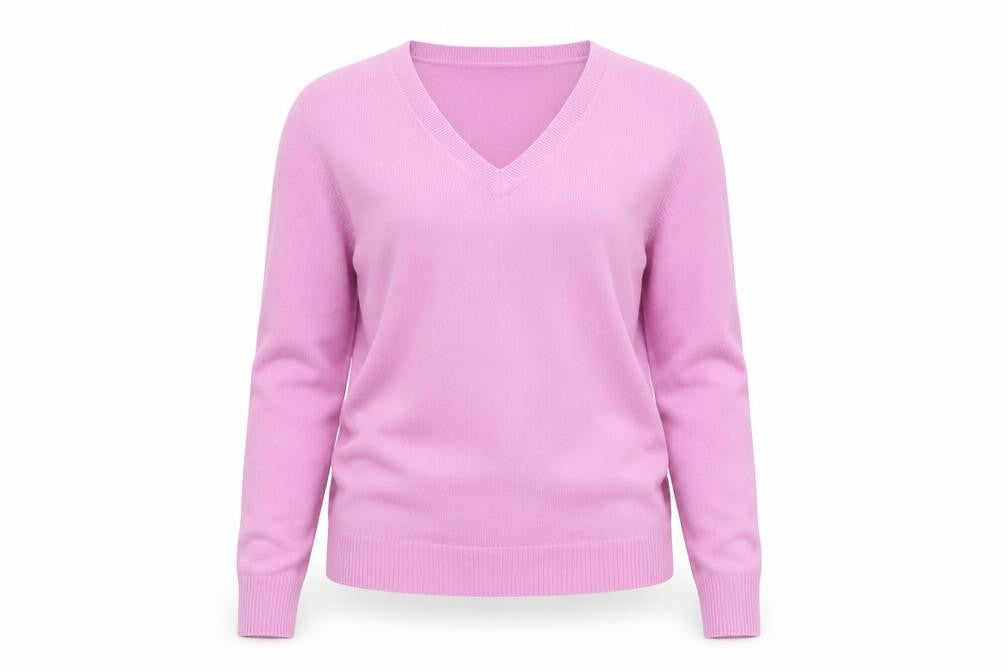 Marks and Spencer Womens Purple V-Neck Acrylic Jumper Size 8