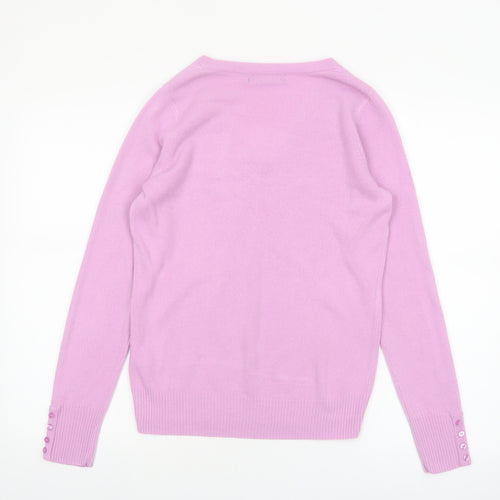 Marks and Spencer Womens Purple V-Neck Acrylic Jumper Size 8