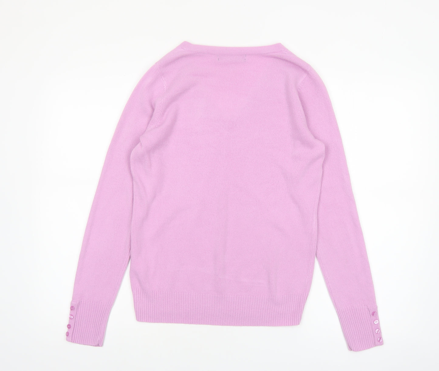 Marks and Spencer Womens Purple V-Neck Acrylic Jumper Size 8