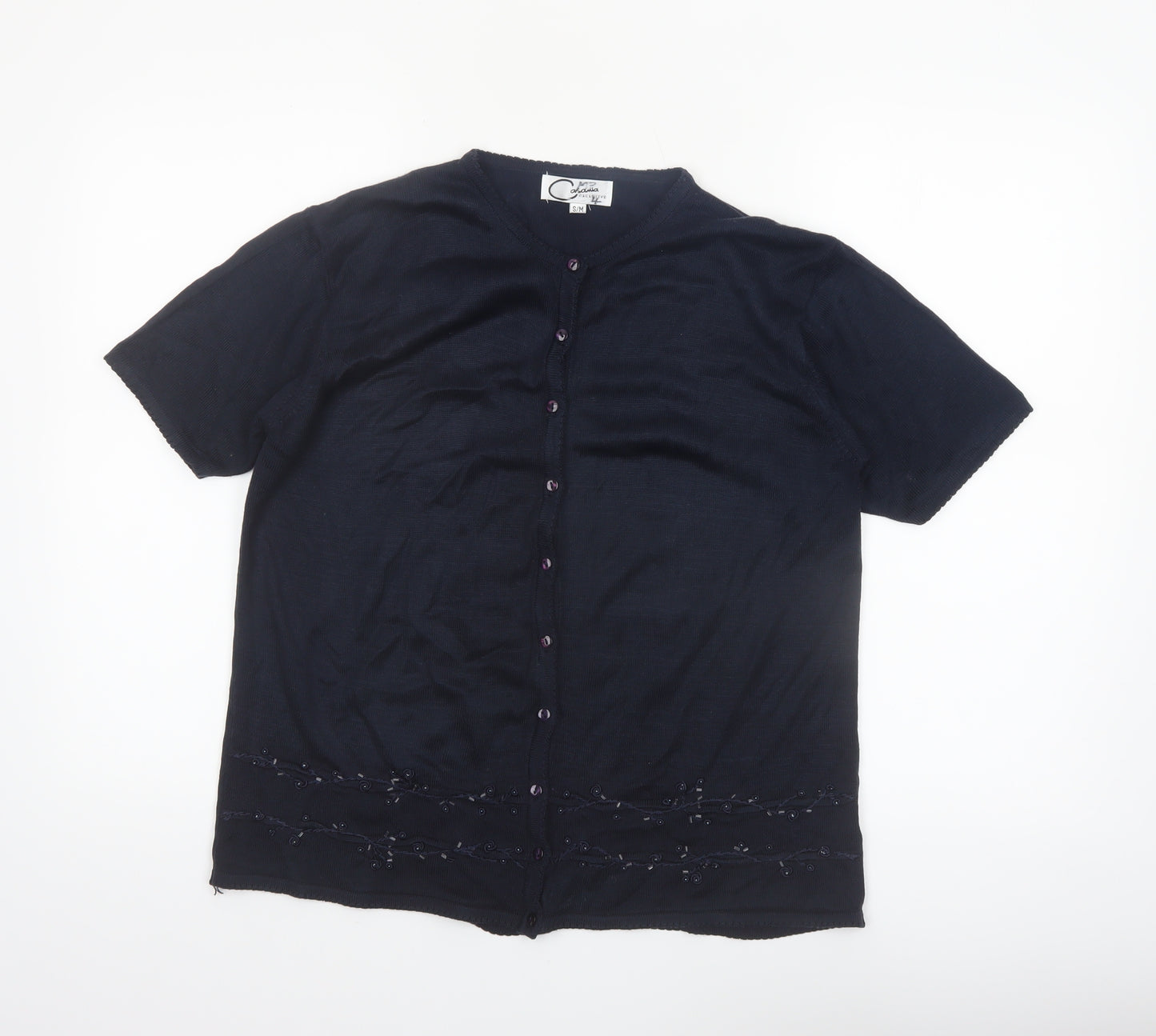 Casamia Exclusive Women's Black Short Sleeve Knit Cardigan S