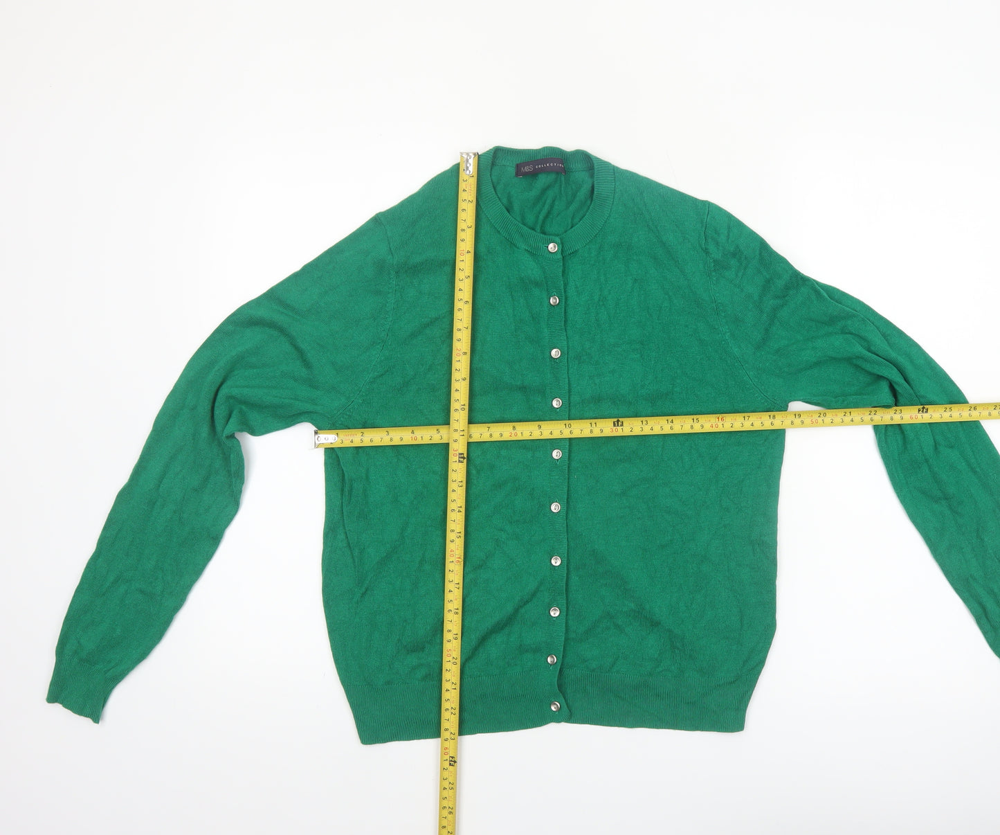 Marks and Spencer Women’s Green Size 14 Crew Neck Cardigan
