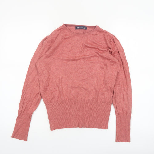 Marks and Spencer Women’s Pink Crew Neck Viscose Blend Jumper Size 10