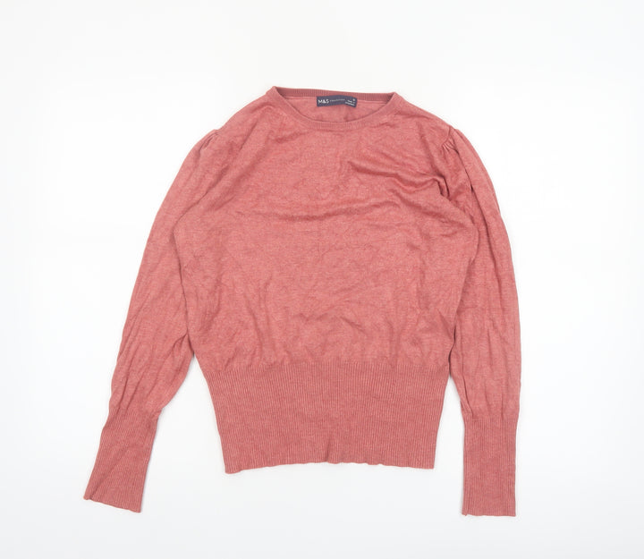 Marks and Spencer Women’s Pink Crew Neck Viscose Blend Jumper Size 10