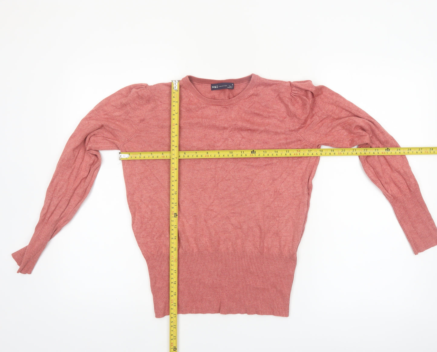 Marks and Spencer Women’s Pink Crew Neck Viscose Blend Jumper Size 10