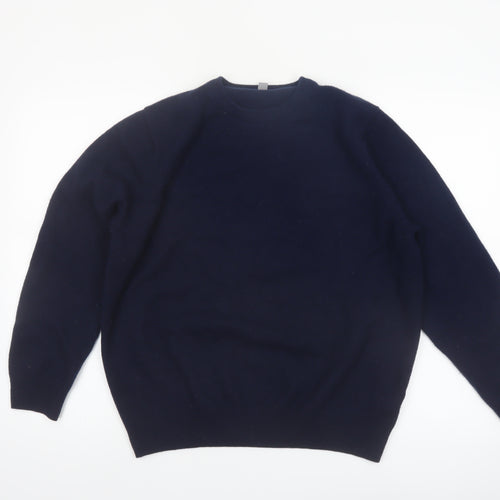 Marks and Spencer Men's Blue XL Wool Crew Neck Jumper