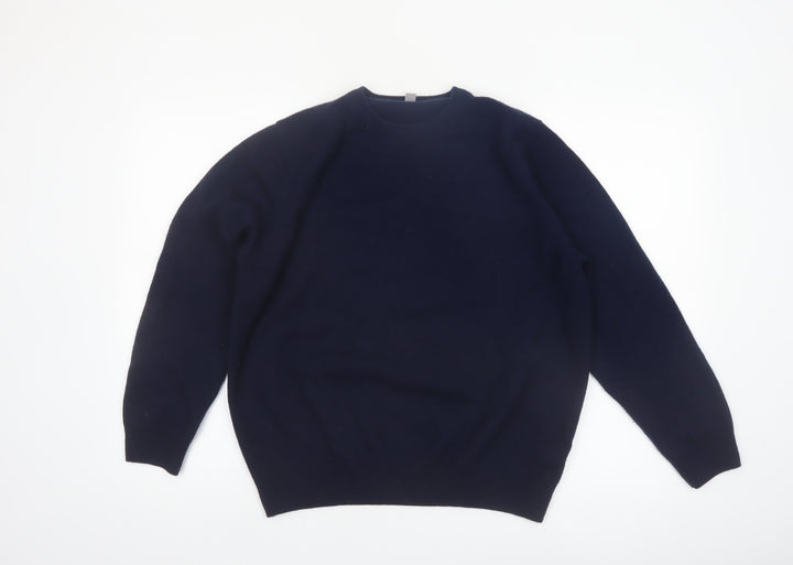 Marks and Spencer Men's Blue XL Wool Crew Neck Jumper