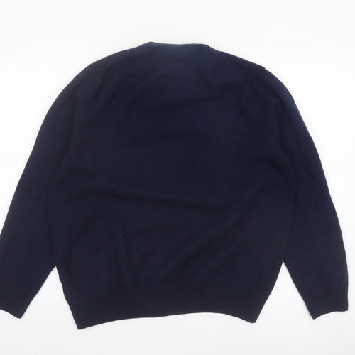 Marks and Spencer Men's Blue XL Wool Crew Neck Jumper