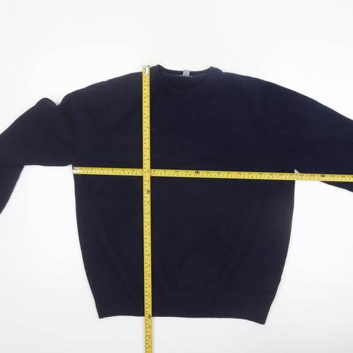 Marks and Spencer Men's Blue XL Wool Crew Neck Jumper